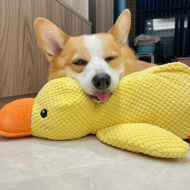 1Pc Large Duck-Shaped Squeaky Plush Toy for Dogs - Teeth Cleaning, Durable Chewtoy, Interactive Fun for Engaging Playtime